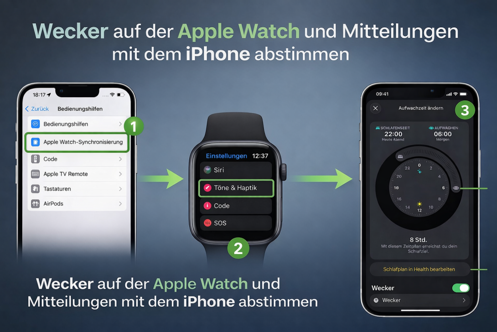 apple watch wecker vibration iphone synchronisierung