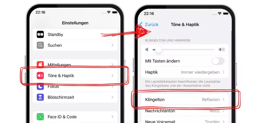 klingelton lautstärke einstellen iphone in den einstellungen