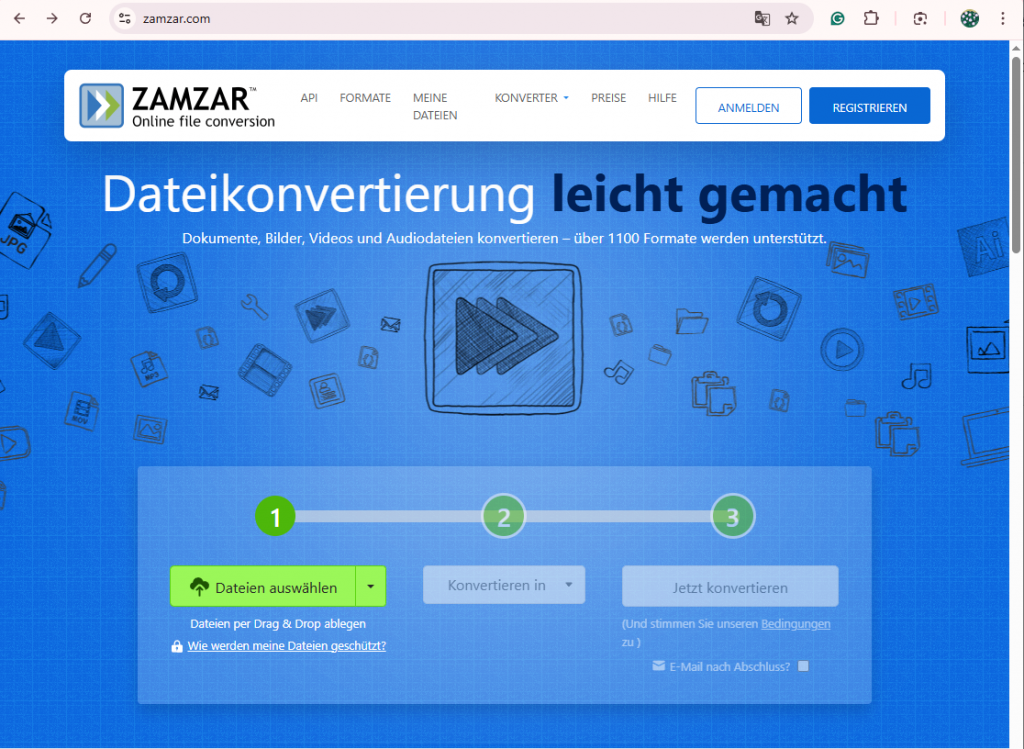 MP3 in M4R umwandeln kostenlos mit Zamzar