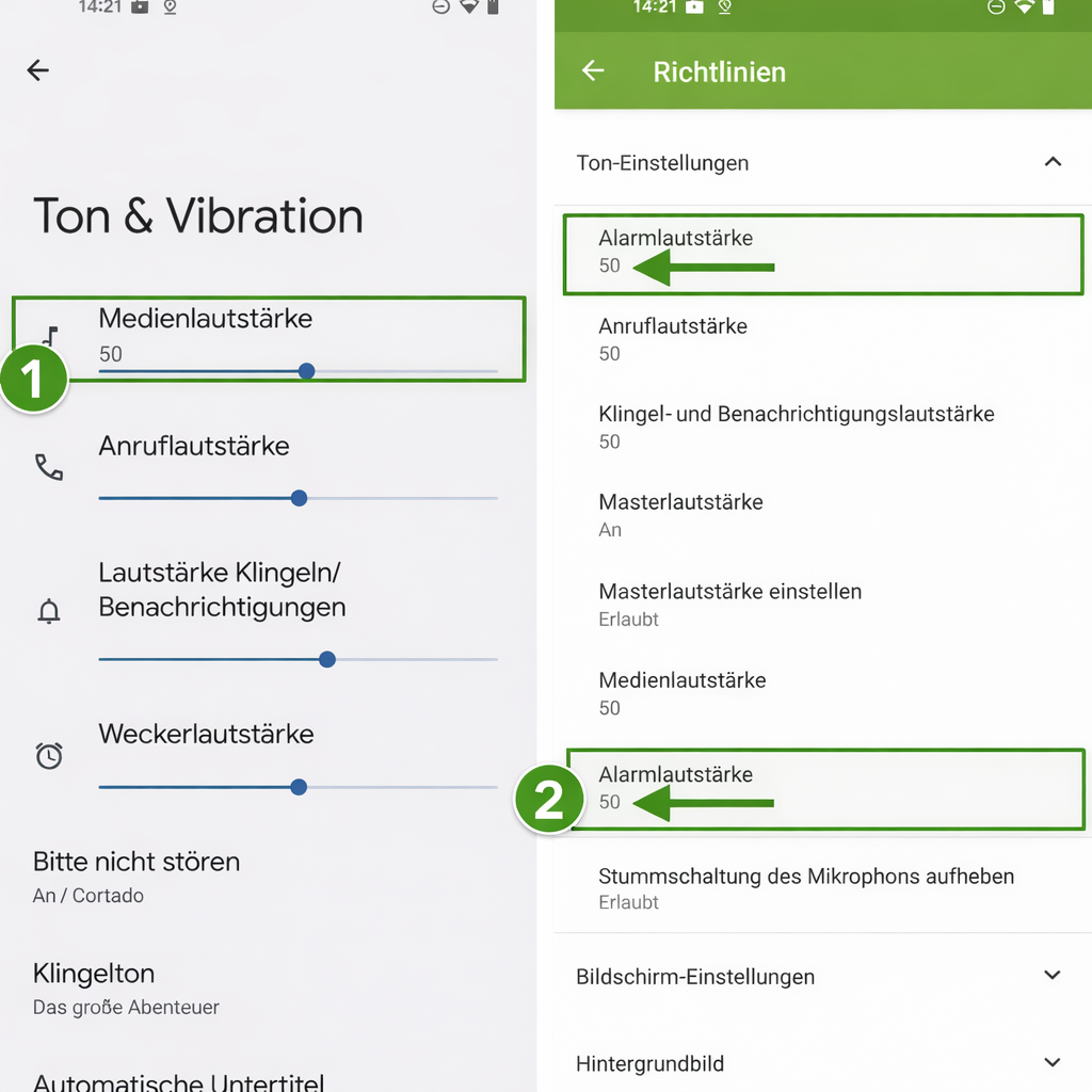 wecker leiser stellen samsung Lautstärkeregler