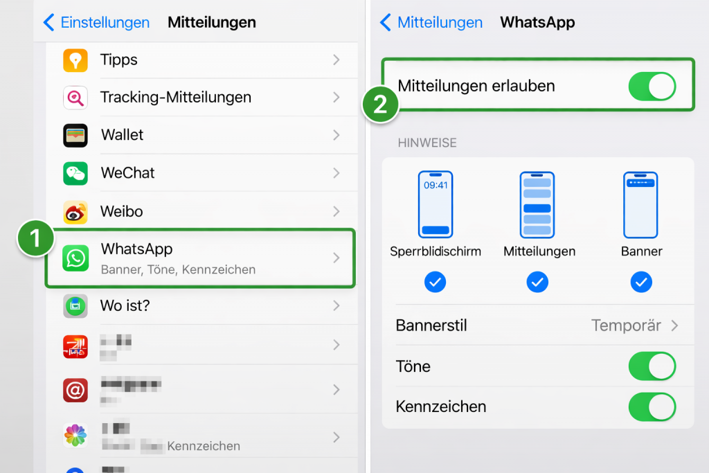 WhatsApp Benachrichtigungston Einstellungen auf dem iPhone