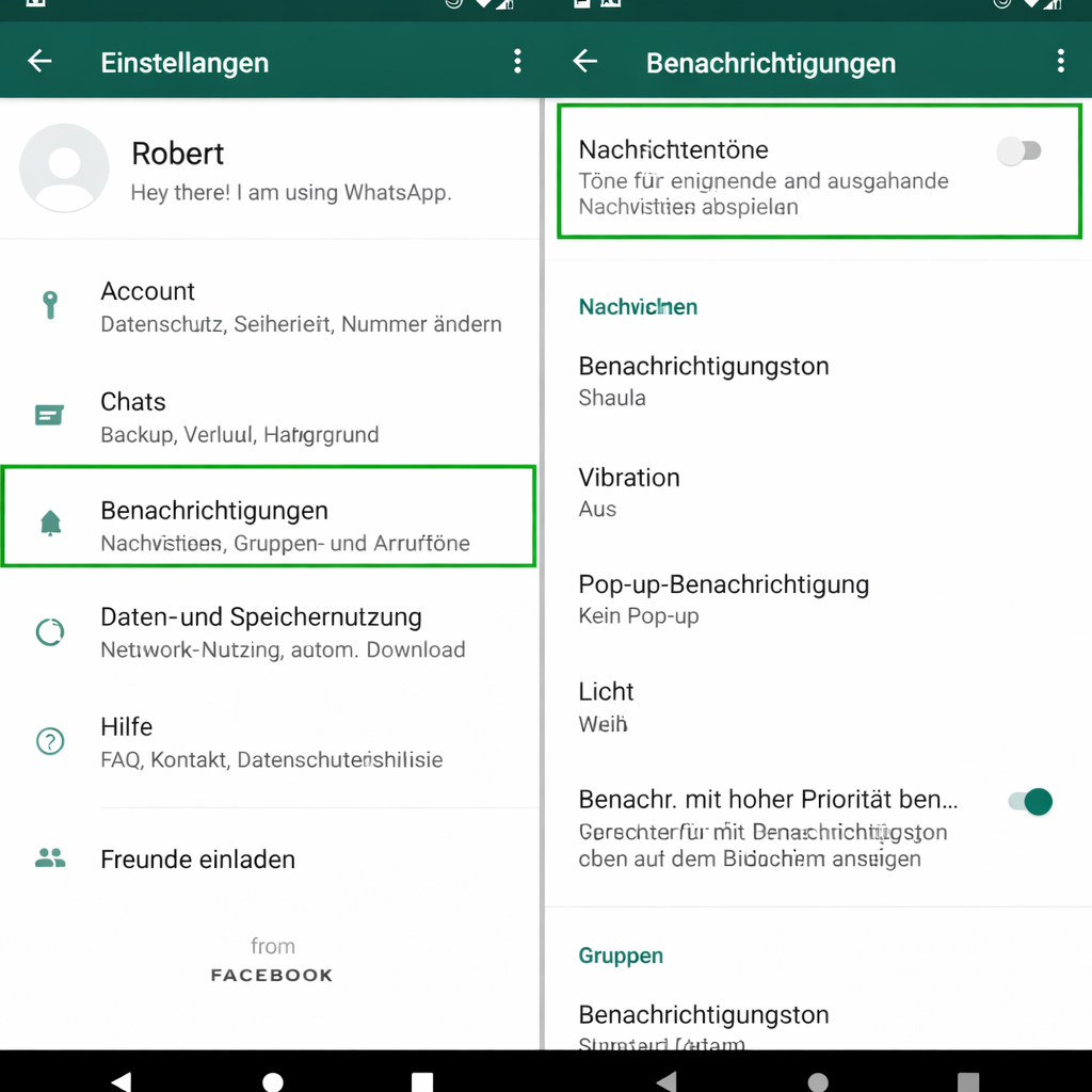Benachrichtigungston für WhatsApp Nachrichten einstellen